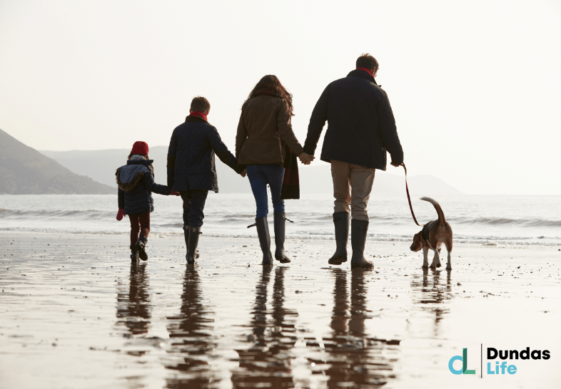 Rear View of Family Walking