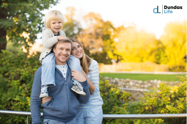 Happy family in a park.